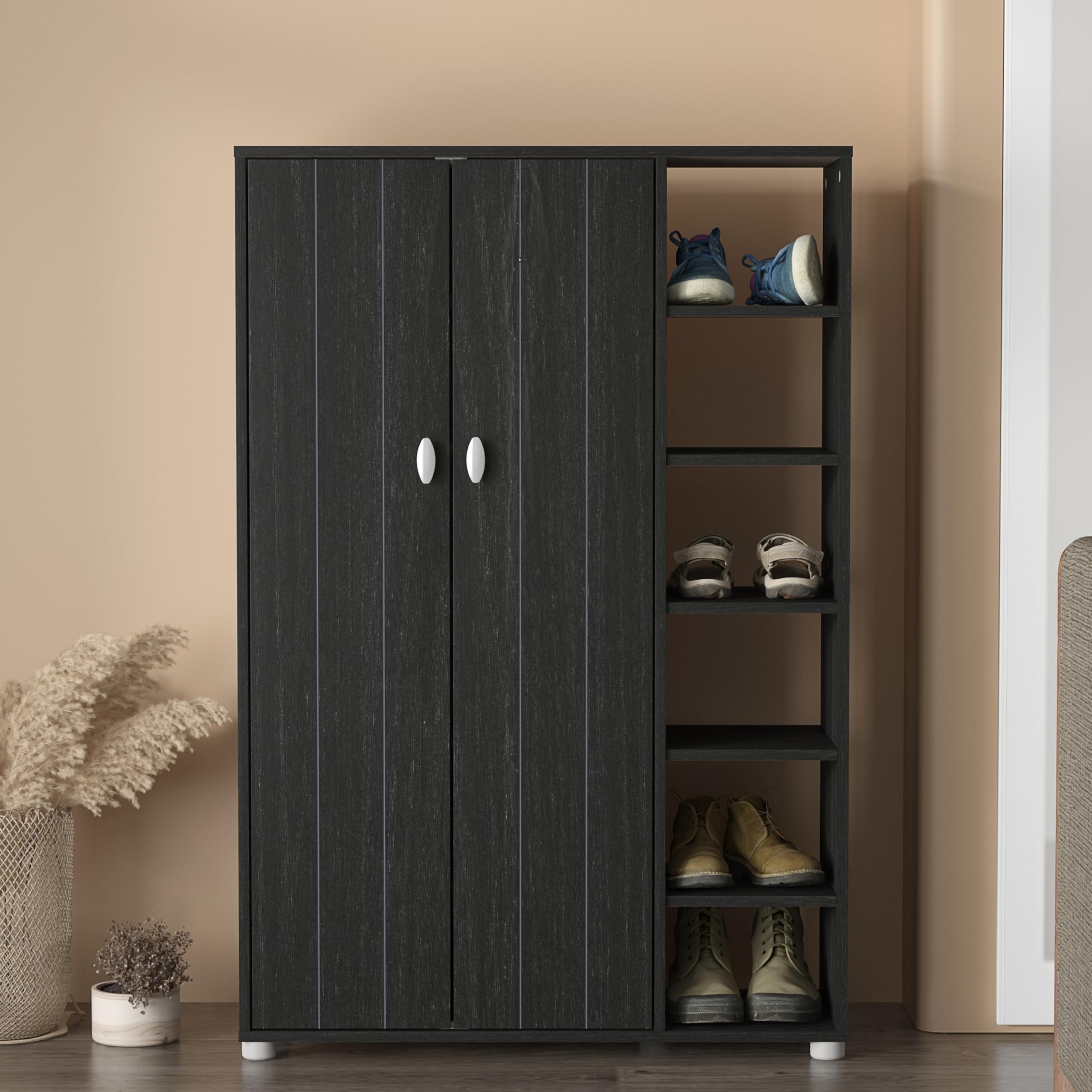 GFW Bideford Tall Shoe Cabinet Warm Grey Oak