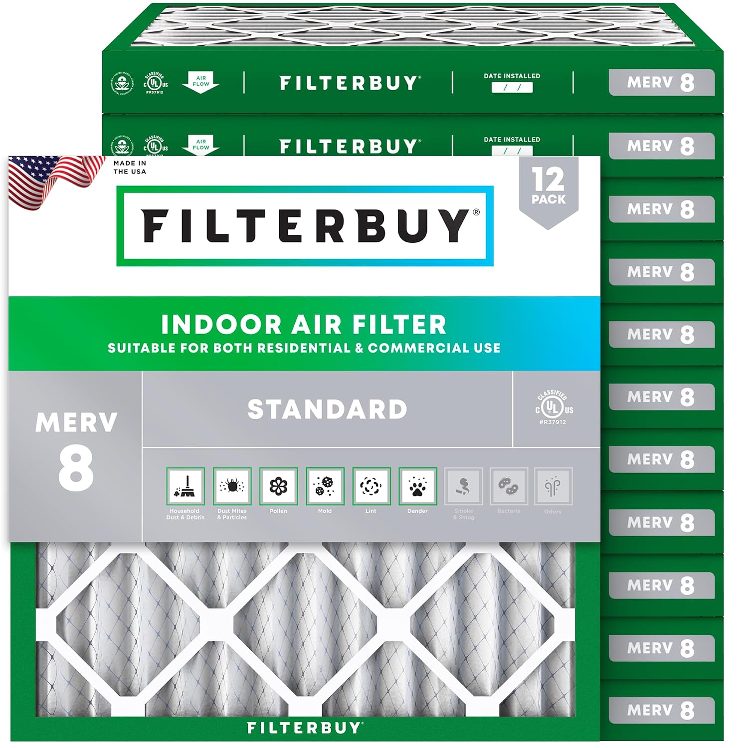 Filterbuy 12x12x2 Air Filter MERV 8 Dust Defense (12-Pack), Pleated HVAC AC Furnace Air Filters Replacement (Actual Size: ... - Review, Price and Buying Guide