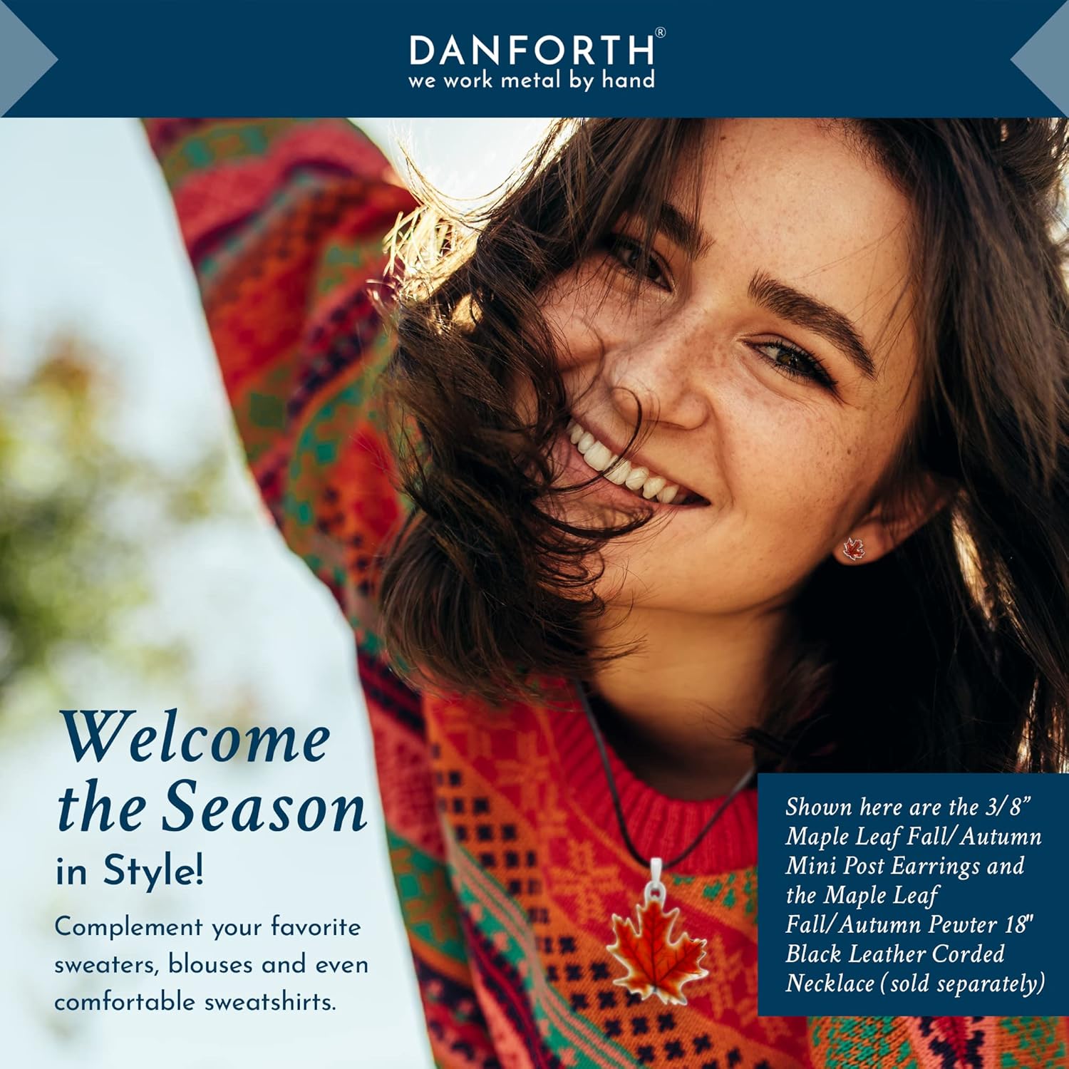 DANFORTH - Maple Leaf Fall/Autumn Mini Post Earrings, 3/8”, Pewter with Surgical Steel Post, Made In USA, Gift Boxed - Image 6