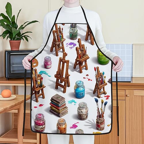 Miniatura 4 de Delantales artísticos para manualidades, pinceles de pintura coloridos y caballetes, delantal de cocina, delantal lavable de estudio para pintar,