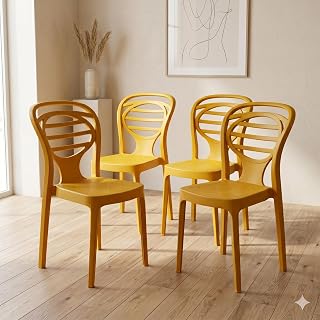 Oaknest Supreme Oak Armless Plastic Dining Chair | Compact & Ergonomic Design for Home, Living Room, Balcony & Outdoor Sea... Price In India