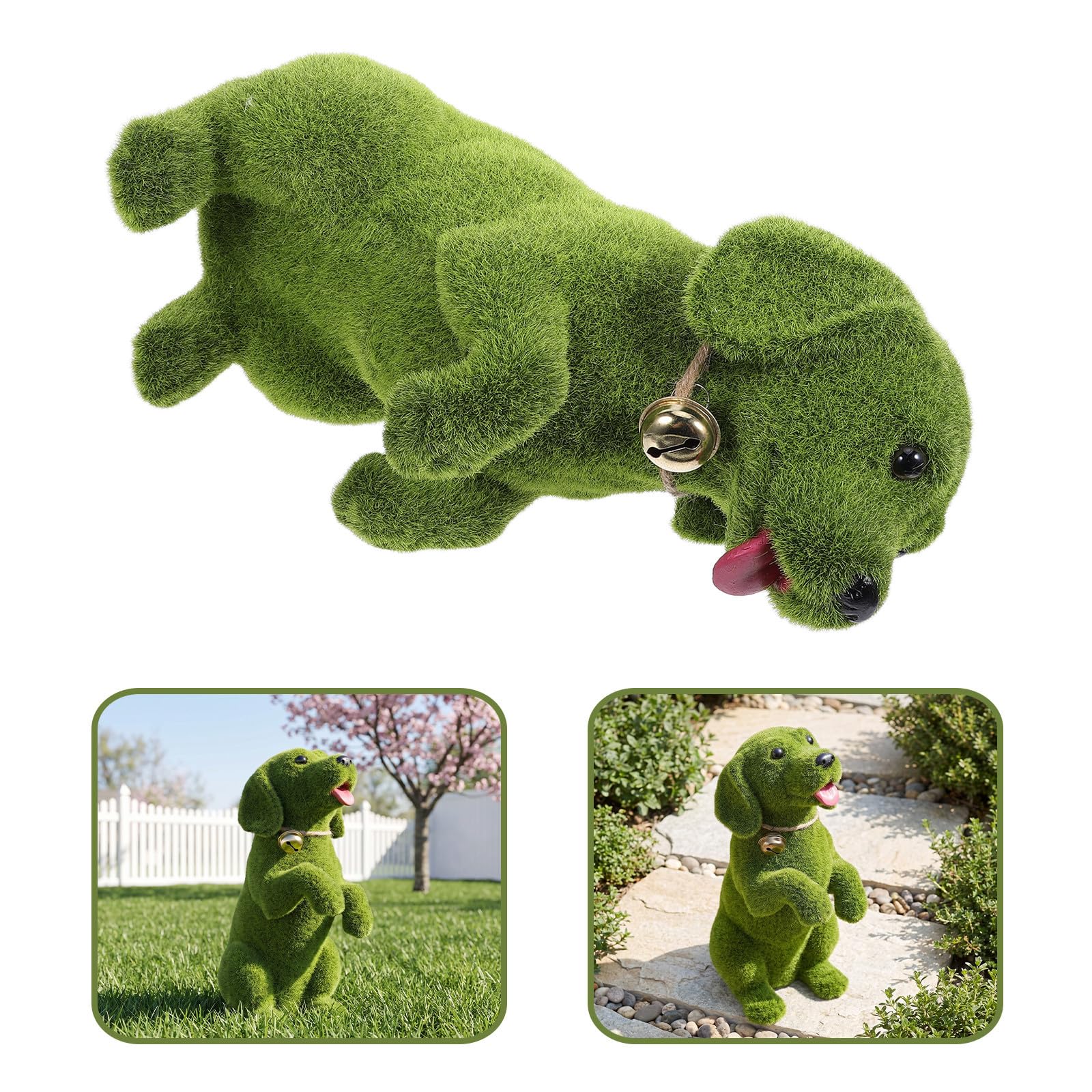 GALPADA Statuetta Cane da Giardino Verde in Resina Campanello