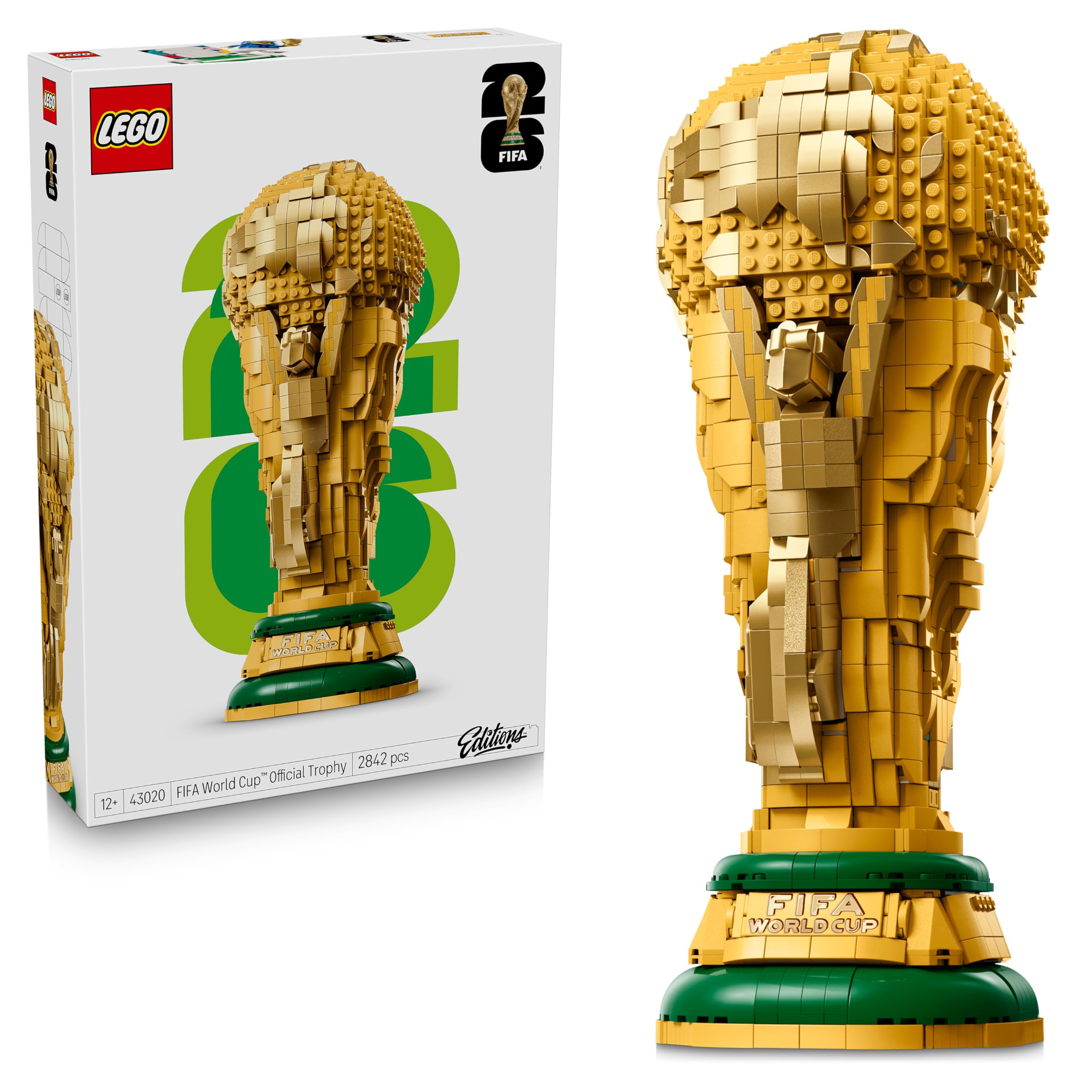LEGO Editions FIFA World Cup Official Trophy Toy - 3D DIY Model Kit w/a Collectible Minifigure - Football Gift for 12+ Year Old Boys, Girls & Adult Sports Fans - 43020