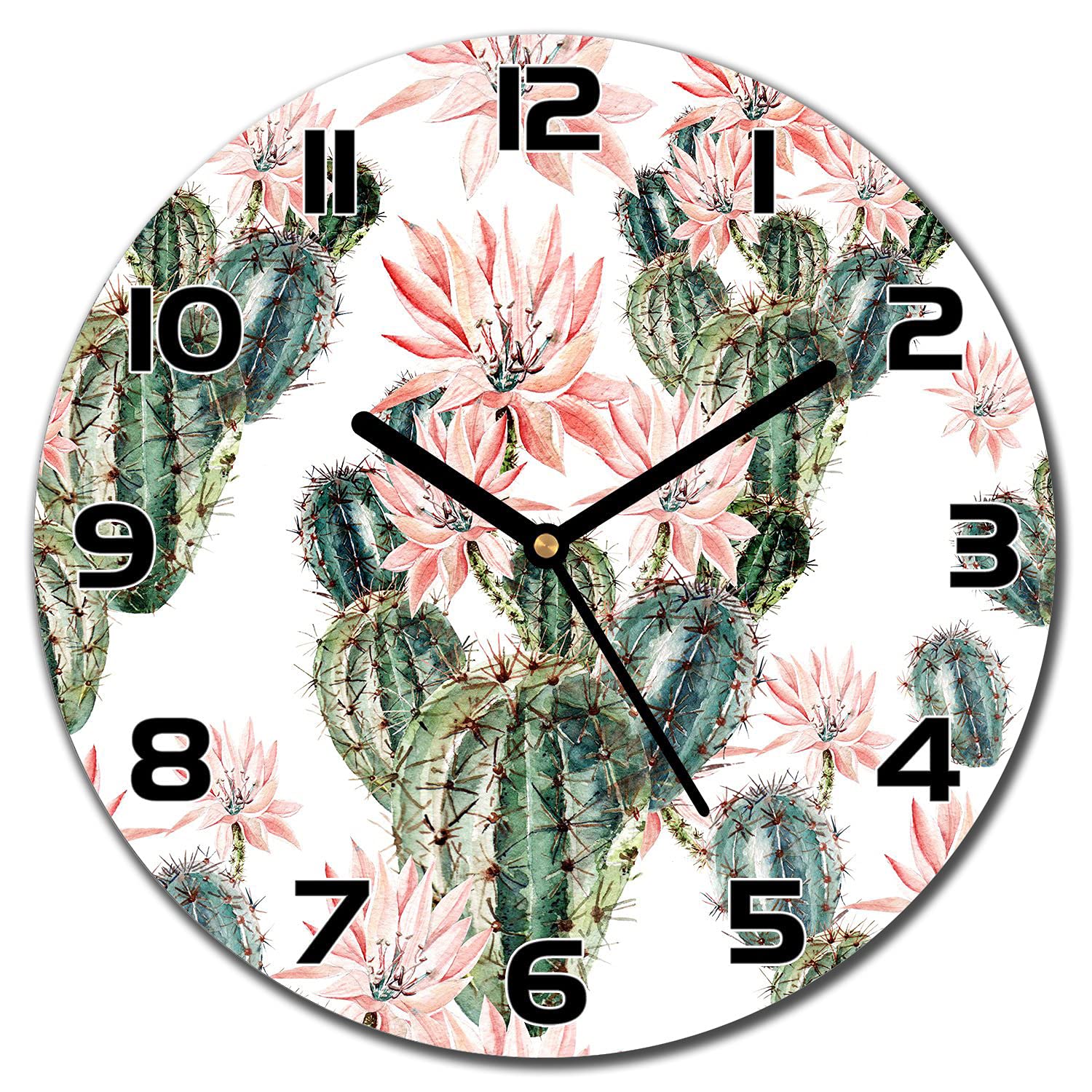 Horloge en verre silencieuse aiguilles noires pour salon moderne Coloray