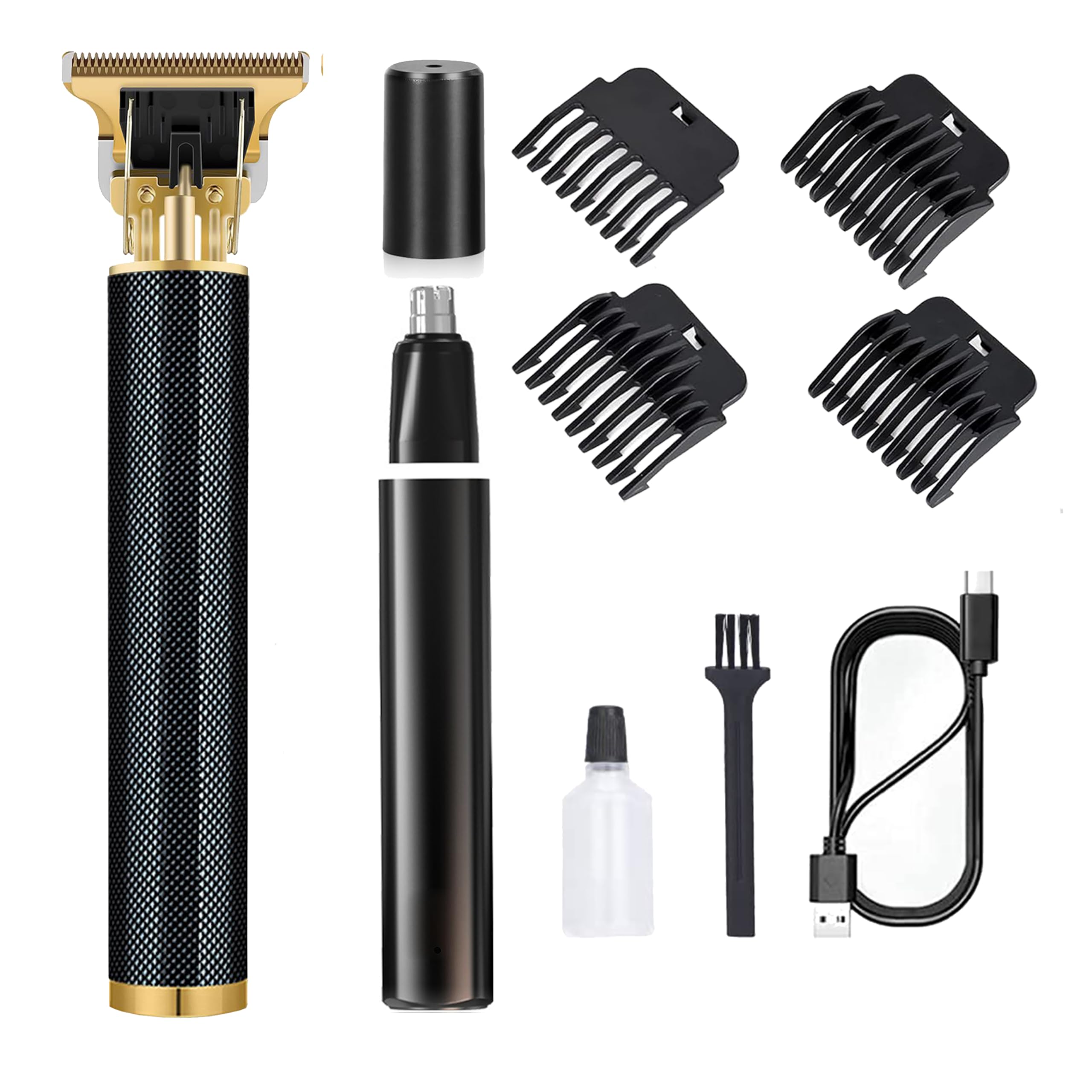 Hair Clipper Kit, Rechargeable Beard Trimmer with Nose Trimmer, Cordless Hair Clippers for Men with 4 Guides, Professional Hair Cutting Kit for Home Use，Mens Gift
