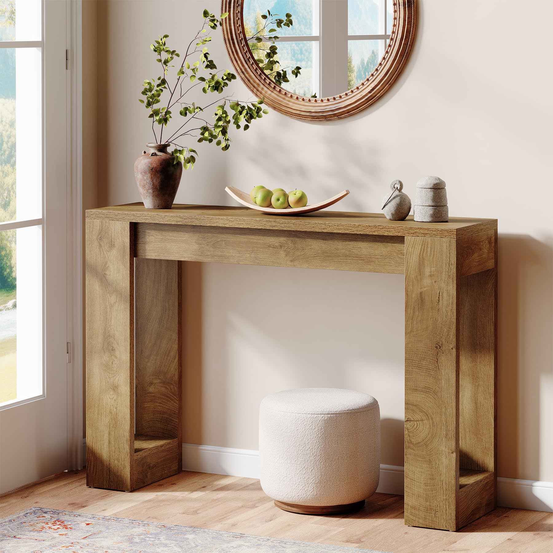 Tribesigns Mesa consola larga de 105 cm, en madera rústica para detrás del sofá, mesa de entrada estrecha para entrada, pasillo, salón (marrón)