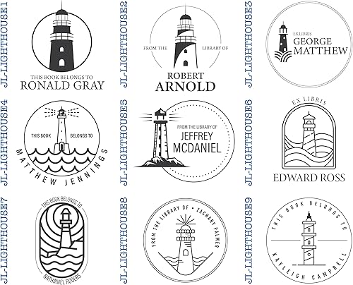 Miniatura 3 de Sello personalizado para libros de biblioteca con tema de faro, sello de madera personalizado para amantes de los libros, único para profesores y