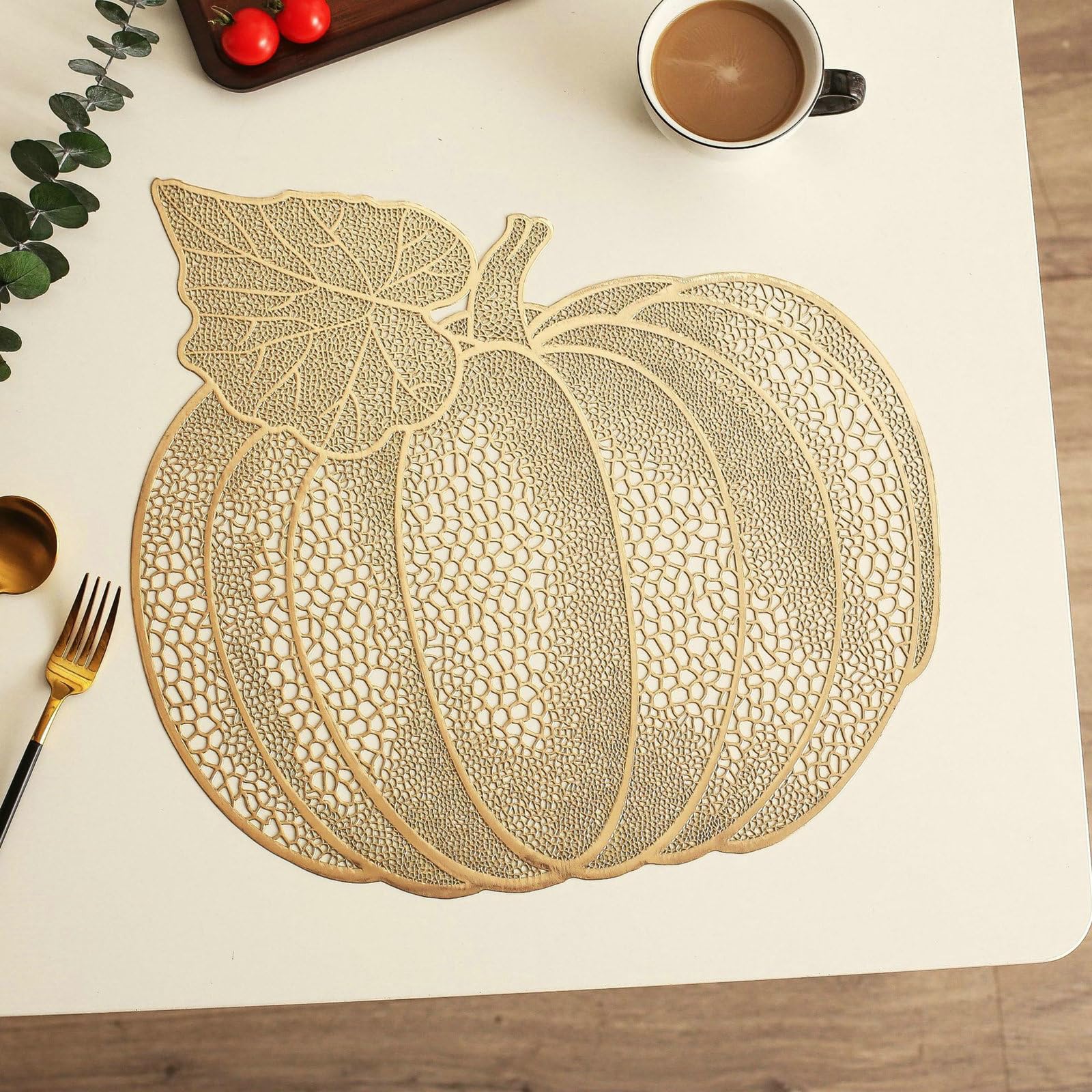Set de table citrouille en PVC or lot de 8 lavable Daesar 42x40cm