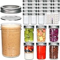 30-Pack 8oz Mason Jars with Silver Lids - Premium Glass Canning Jars for Jam, Honey, Spices, Crafts, Wedding Favors | Woaiwo-q