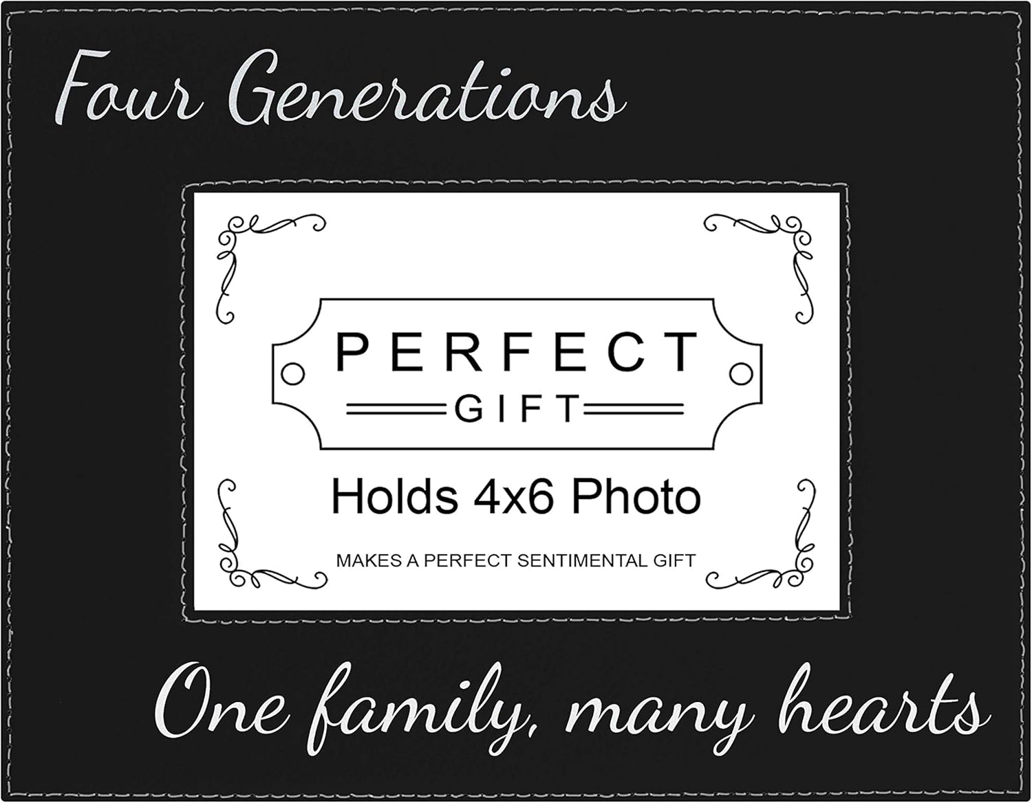 ThisWear Family Photos Four Generations One Family Many Hearts 4x6 Leatherette Photo Frame Black