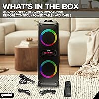 Vista 2 de Gemini Sound GHK-2800 - Altavoz de fiesta con refuerzo de graves, luces LED y efectos de cambio de voz, karaoke Bluetooth, incluye micrófono