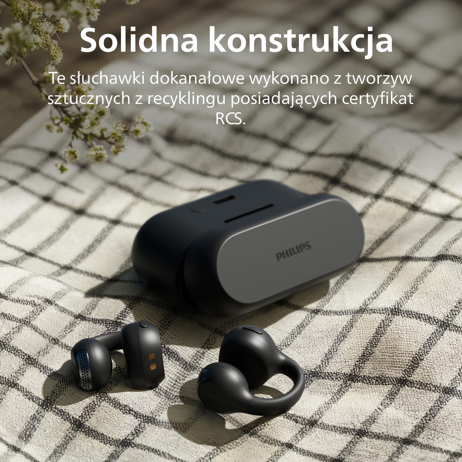 Philips TAQ2000BK nauszniki, styl prawdziwe, bezprzewodowe, otwarte ucho, wielopunktowe słuchawki douszne, 28 godzin odtwarzania, kieszonkowe etui ładujące, wyraźne połączenia, idealne do dojazdów do