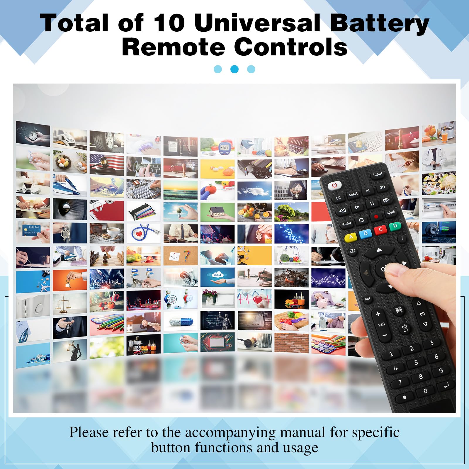 Paquete de 100 controles remotos universales de repuesto compatibles con todos los televisores inteligentes, LED, LCD, HDTV, serie 3D, para motel, hotel, hogar de ancianos (regular)