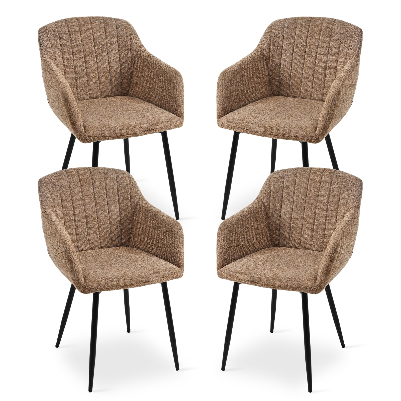 Goeurvant Dining Chairs Set of 4 Upholstered Armchairs with Metal Legs Kitchen Chairs for Living Room, Coffee-Chenille