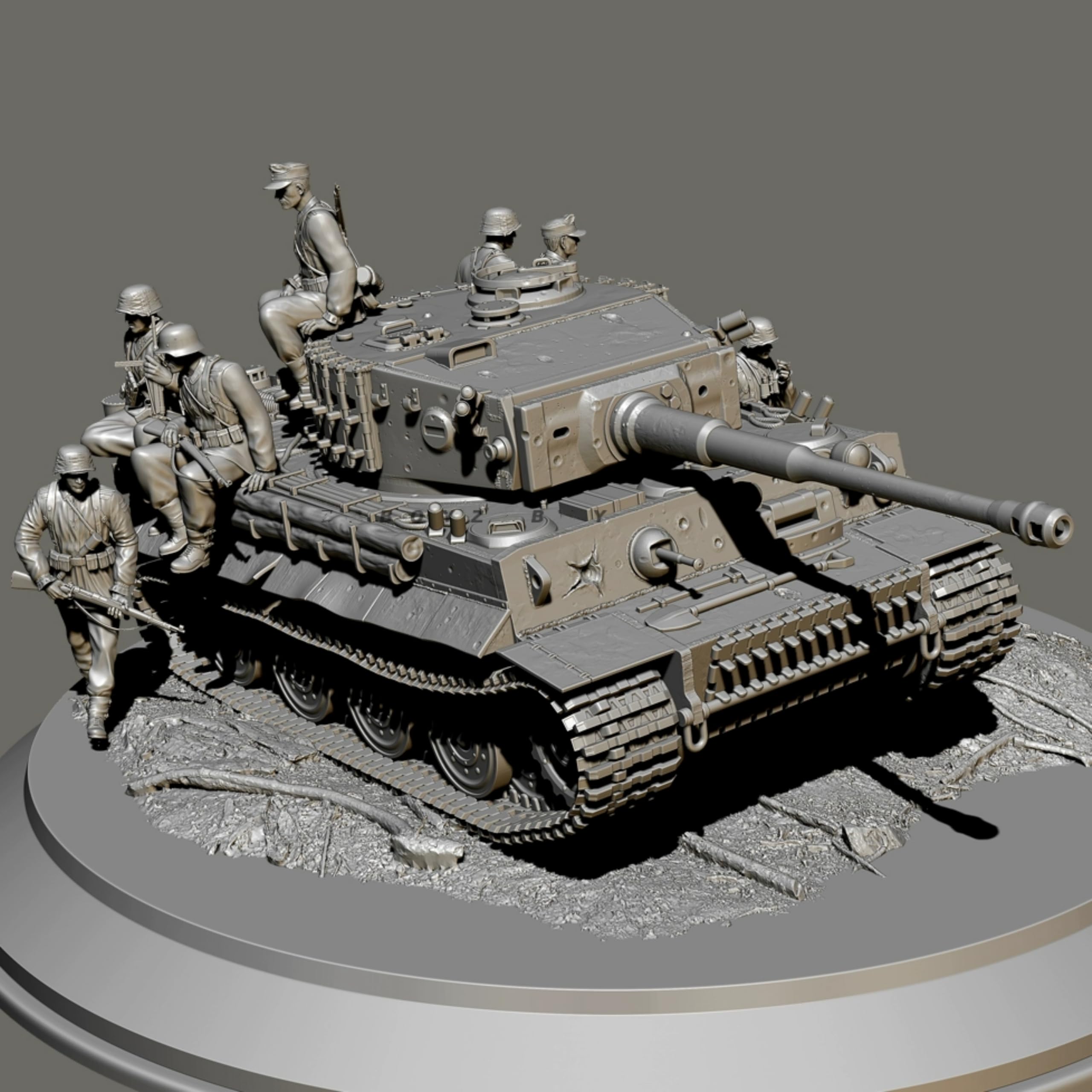 TRUEGRIS 1/35 WWII German Tank Soldier Resin Model Kit Unpainted and Unassembled (6 figures, with tank) //k5w2J5