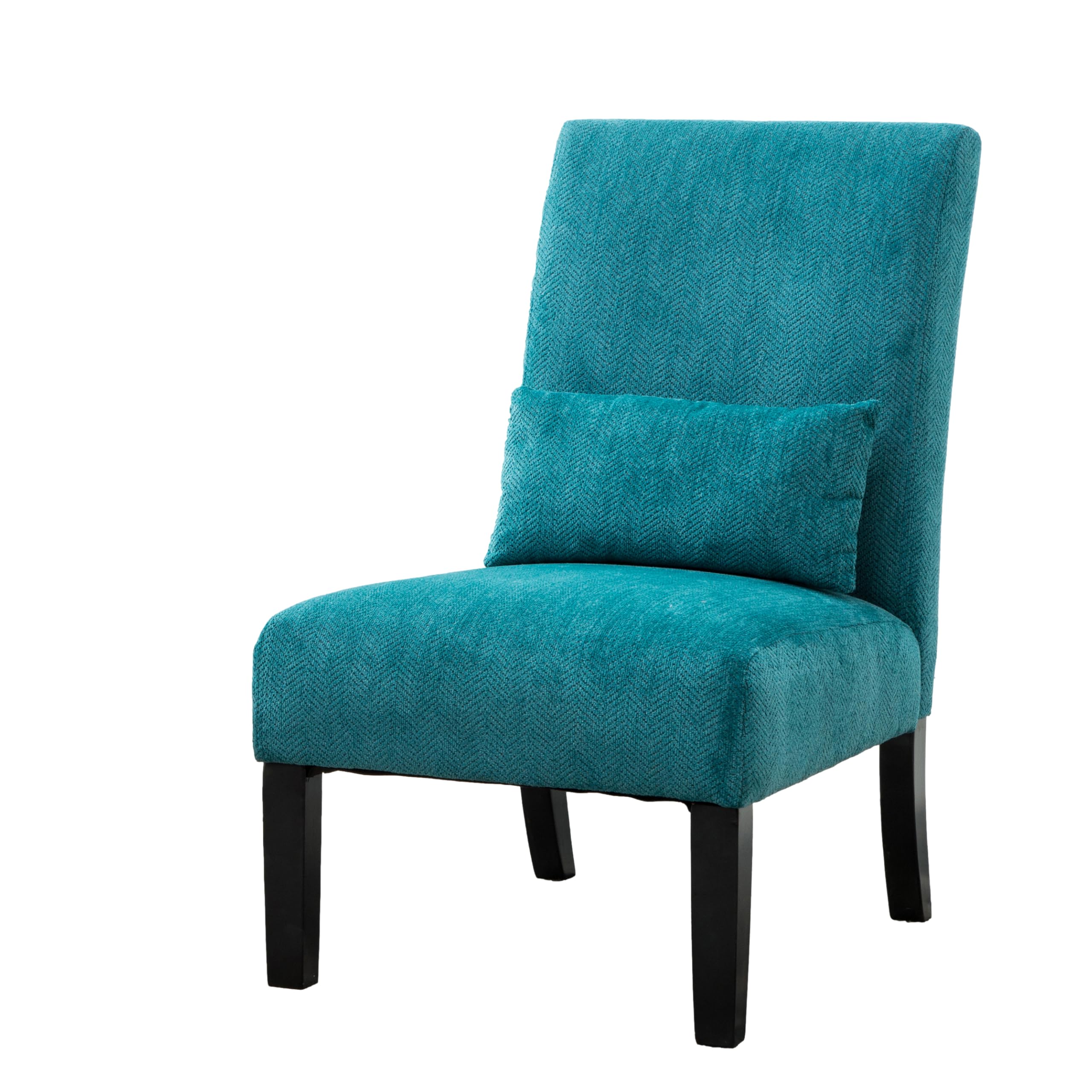 Teal Fabric Armless Contemporary Accent Chair