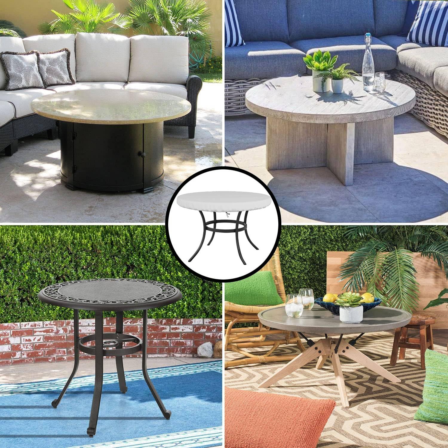 Housse de Table Ronde Extérieur Imperméable Anti-UV 160x10cm