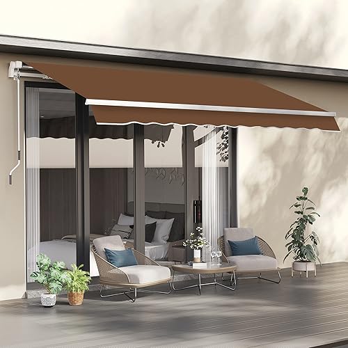 Miniatura 2 de Outsunny - Toldo retráctil para terraza de 10 x 8 pies, para exterior, funcionamiento manual, cubierta para ventana