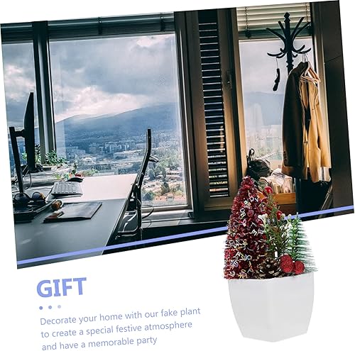 Miniatura 9 de NOLITOY 2pcs Navidad Simulación Planta en maceta Mini Piñas artificiales en maceta Navidad Plantas en maceta Navidad