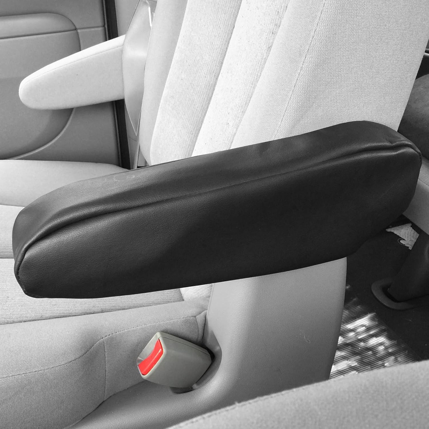 FH Group FH1052BLACK Premium Faux Leather Black Armrest Cover Semi-Universal Fit, One Pair, Set of 2