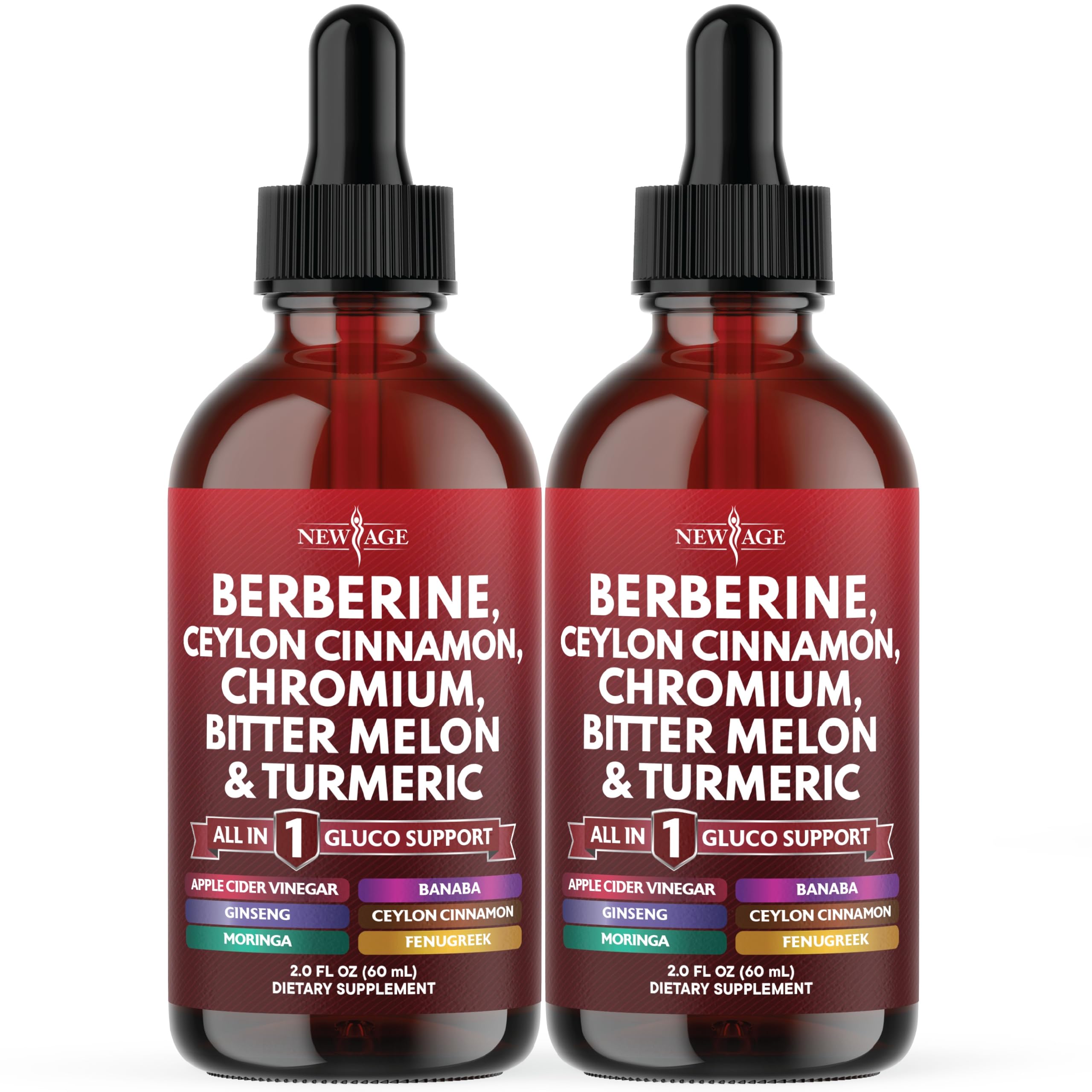 NEW AGE Berberine with Ceylon Cinnamon Supplement Liquid Drops + Bitter Melon Extract, Glucomannan, Gymnema, Chromium, Turmeric, Panax Ginseng, Moringa- 8 OZ — Amazon image 7