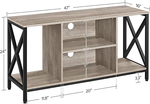 Miniatura 3 de Topeakmart Soporte de TV para televisores de hasta 55 pulgadas, mesa consola central de entretenimiento multimedia con estantes de almacenamiento