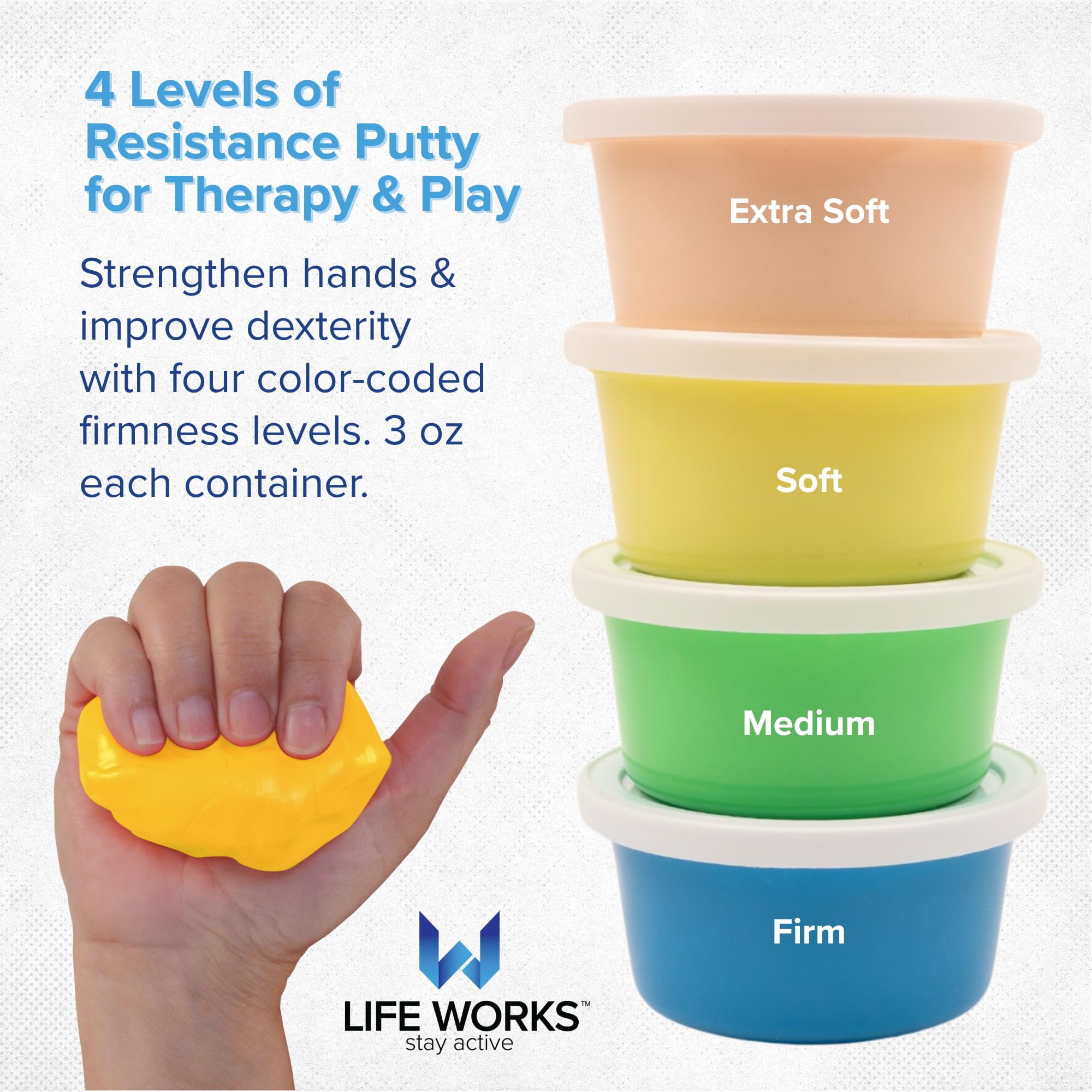 Adult Hand Therapy Putty, Grip Exercise, 4-Pack, Silicone — Amazon image 2