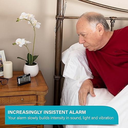 Miniatura 8 de Serene Innovations Reloj despertador ruidoso para personas que duermen mucho y adultos sordos reloj despertador vibratorio con agitador de cama y