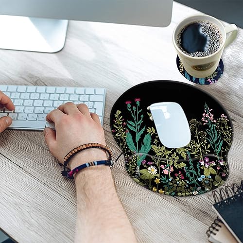 Miniatura 2 de Alfombrilla de mouse con soporte de muñeca, ergonómica, reposamuñecas de gel con posavasos antideslizante y alivio del dolor para computadora,