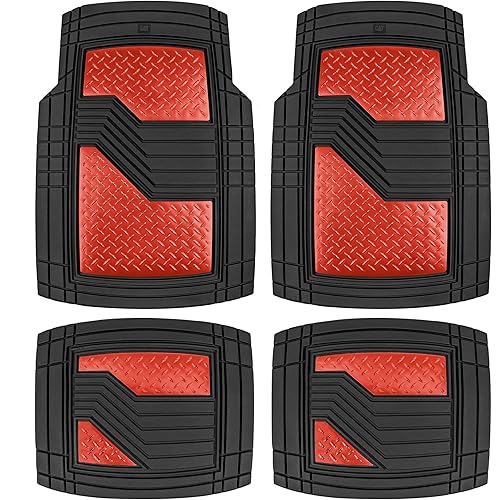 Cat® Heavy Duty Rubber Floor Mats for Car SUV Truck & Van-All Weather Protection, Front & Rear with Heelpad & Anti-Slip Nibs Backing, Trim-to-Fit