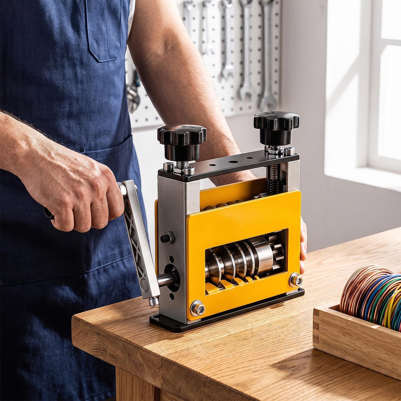 Máquina Manual para Pelar Cables de Cobre Reciclados, con Rodillos Ajustables Y Antideslizantes para Cables de hasta 6 Mm Cuadrados. Adecuada