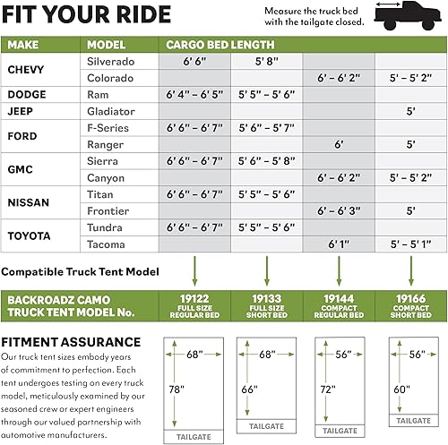 Miniatura 6 de Napier Backroadz - Cama de camión con revestimiento de material impermeable, cómoda y espaciosa tienda de campaña para 2 personas, cama larga de