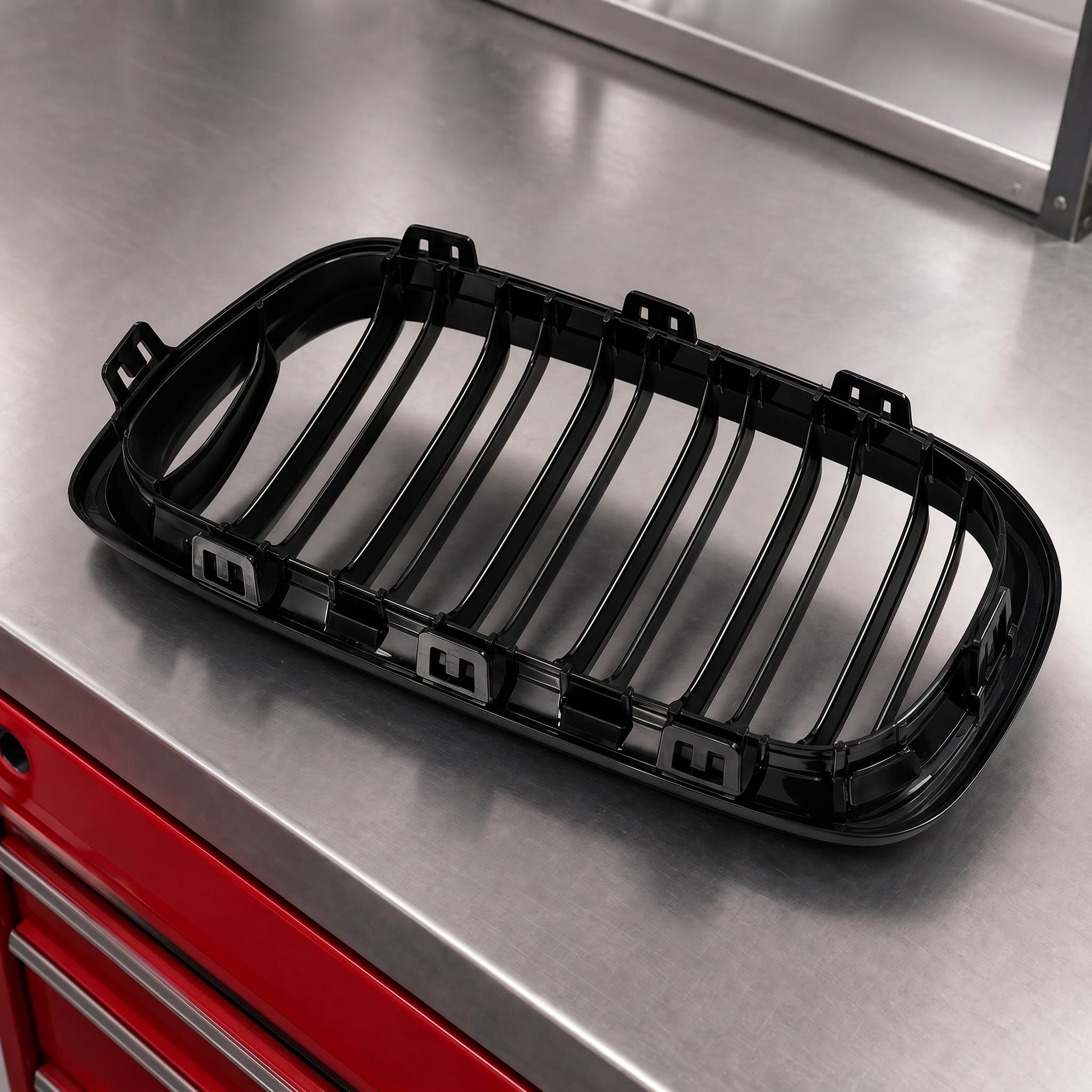 Kühlergrille für BMW X3 F25 Nieren 2010 2011 2012 2013 PRE Glanz Schwarzer Doppelsteg aus ABS Material(For F25 2010-2013 PRE)