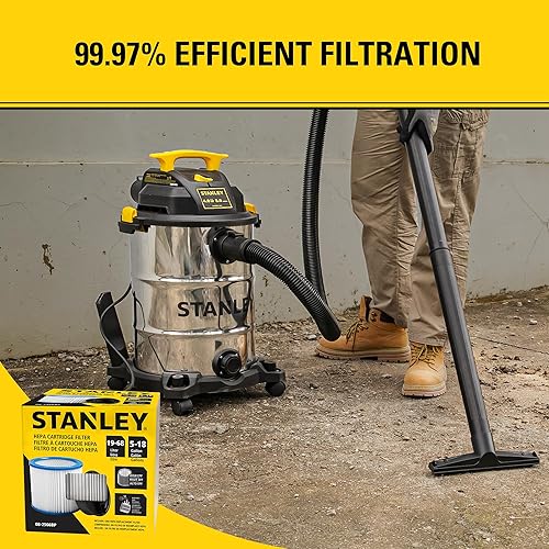 Miniatura 6 de STANLEY Filtro de vacío HEPA de repuesto 08-2566BP, apto para la mayoría de aspiradoras húmedas y secas de 5 a 18 galones, compatible con SL18115,