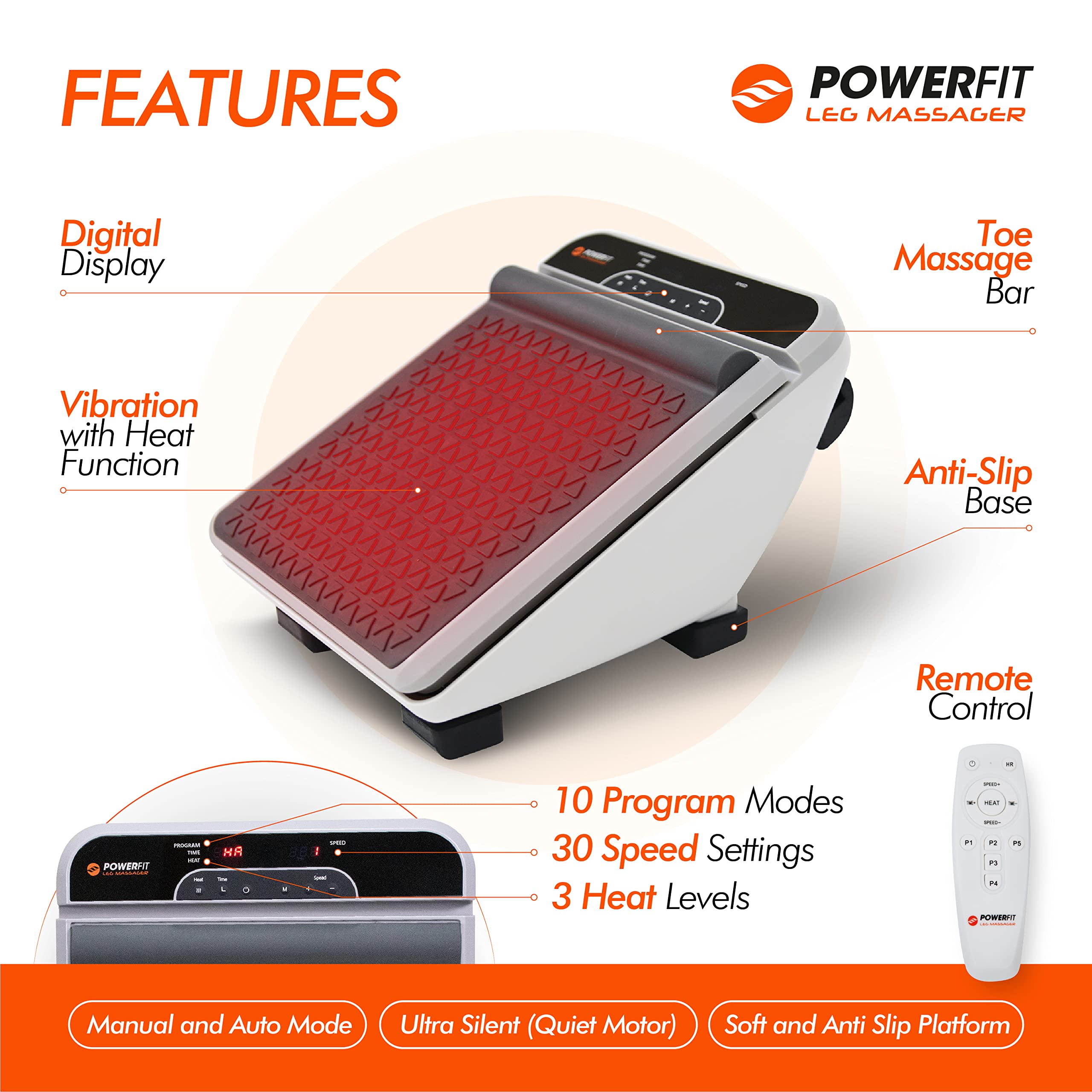 Powerfit Foot Massagers, Neuropathy Pain and Circulation - Electric Foot Massager, Vibrating Foot Massager, Foot Vibration Machine for Circulation, Feet Circulation Stimulator, Leg Massager Machine