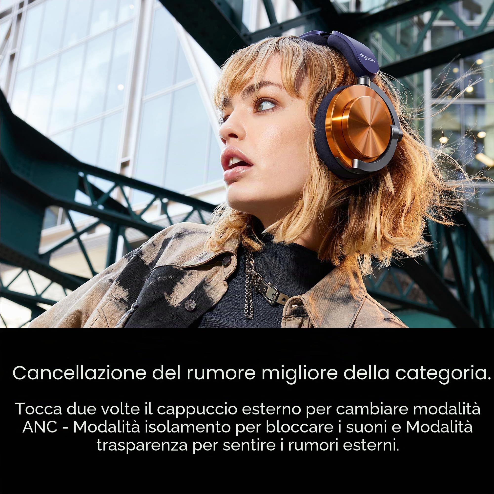 Dyson OnTrac Cuffie senza filo con cancellazione attiva del rumore e fino a 55 ore di ascolto (CNC Copper)