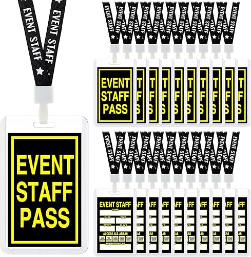 36 juegos de cordón para pase de personal para eventos con tarjeta de pase y portatarjetas de plástico transparente, cordón negro para eventos entre