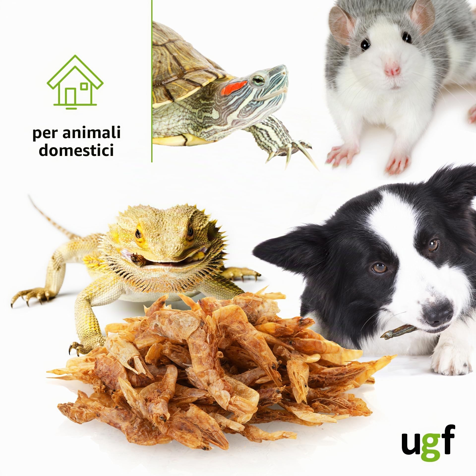 UGF - Gamberetti essiccati - 75 g in un secchio da 500 ml, Insetti gamberetti, Cibo per uccelli selvatici (tutto l'anno), Snack per cani, Cibo per tartarughe, roditori, lucertole, pesci