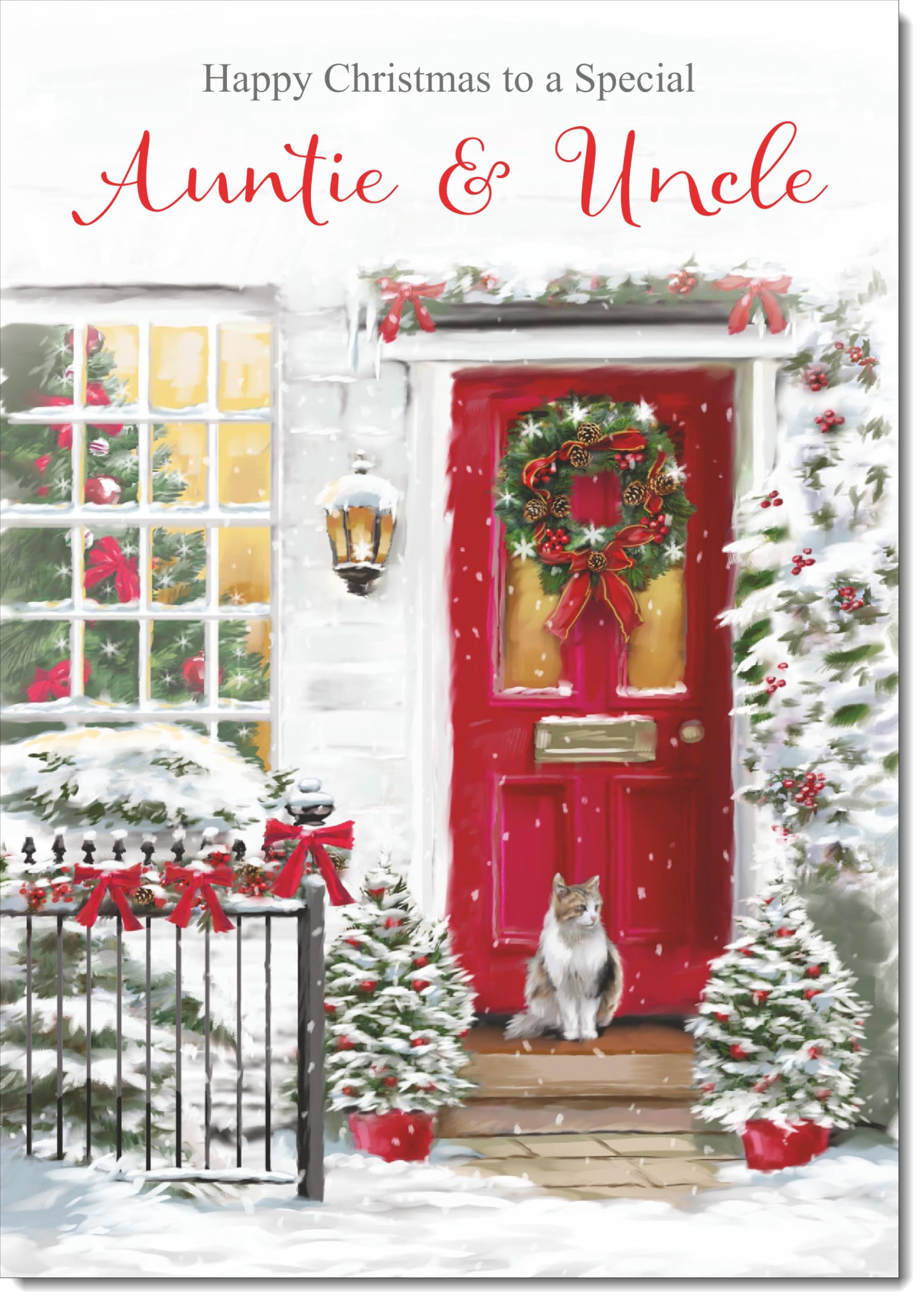 doodlecards Auntie and Uncle Christmas Card Red Door Large A4 Size Christmas Card for Auntie & Uncle with Plain Envelope — image 1