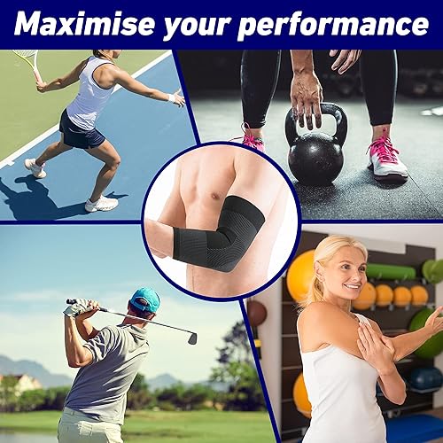 Miniatura 4 de Neo-G Soporte de codo para tendinitis, dolor en las articulaciones, tenis, golf, deportes - Soporte de brazo de codo de tenis - Manga de compresión
