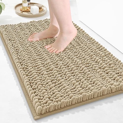 Arotive - Alfombra de baño de lujo de chenilla, extra suave, gruesa, absorbente, esponjosa, antideslizante, se puede lavar y secar a máquina,