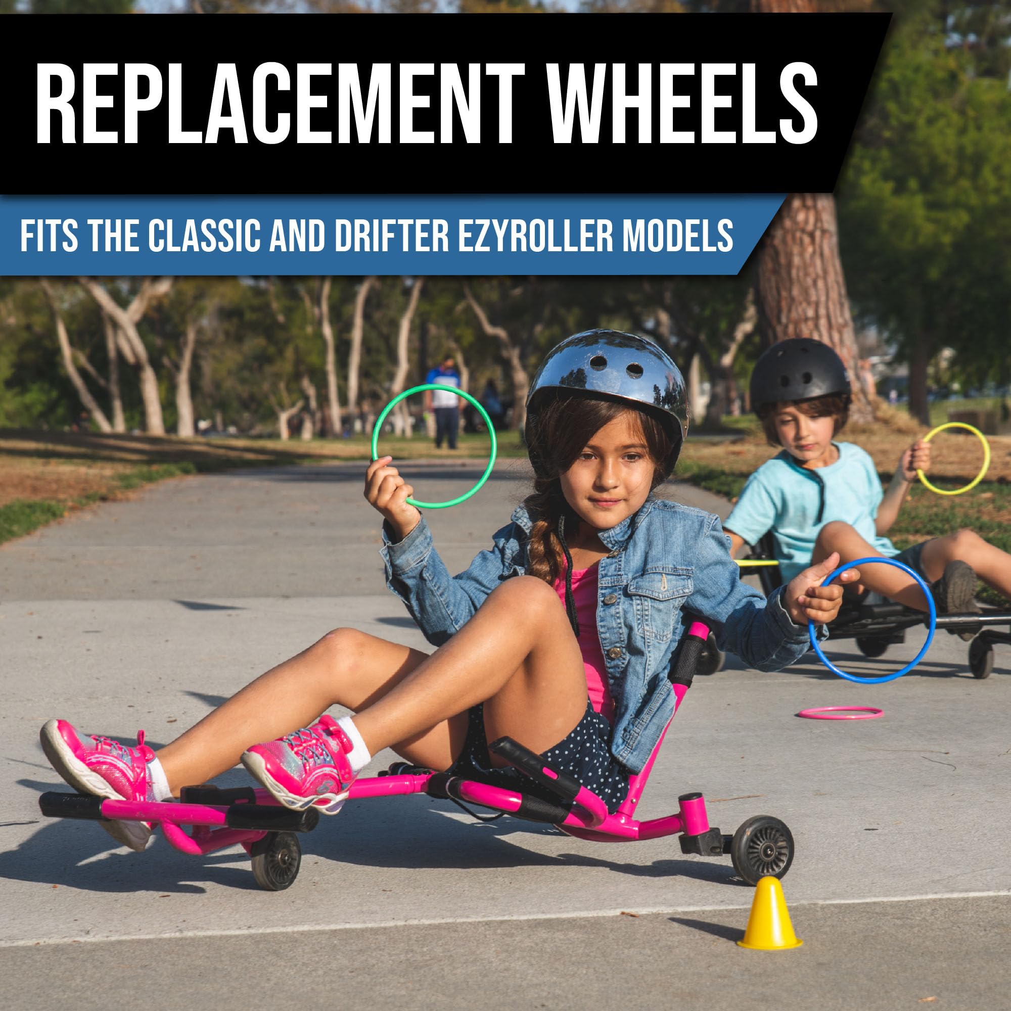 EzyRoller Rolki zapasowe Classic Drifter Stunt Scooter Kółka zapasowe do pojazdu zabawnego | Zestaw 3 szt. czarne