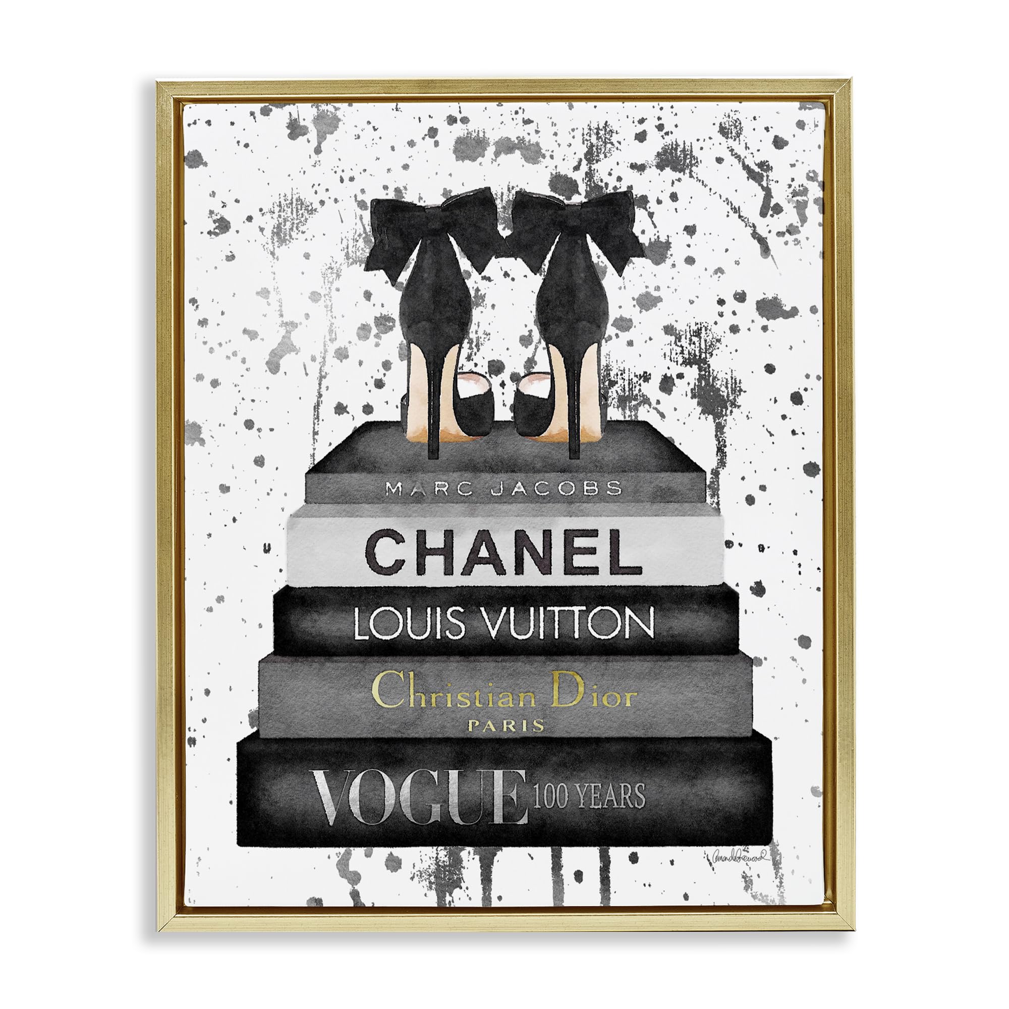 Glam Fashion Books and Heels, 24 x 30 Inch Canvas in Floater Frame