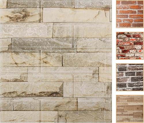 WAPANE Papel tapiz de ladrillo 3D, 40 paneles de pared 3D autoadhesivos, papel tapiz extraíble, impermeable, espuma de polietileno, pintable, para disponible en Yaxa Peru