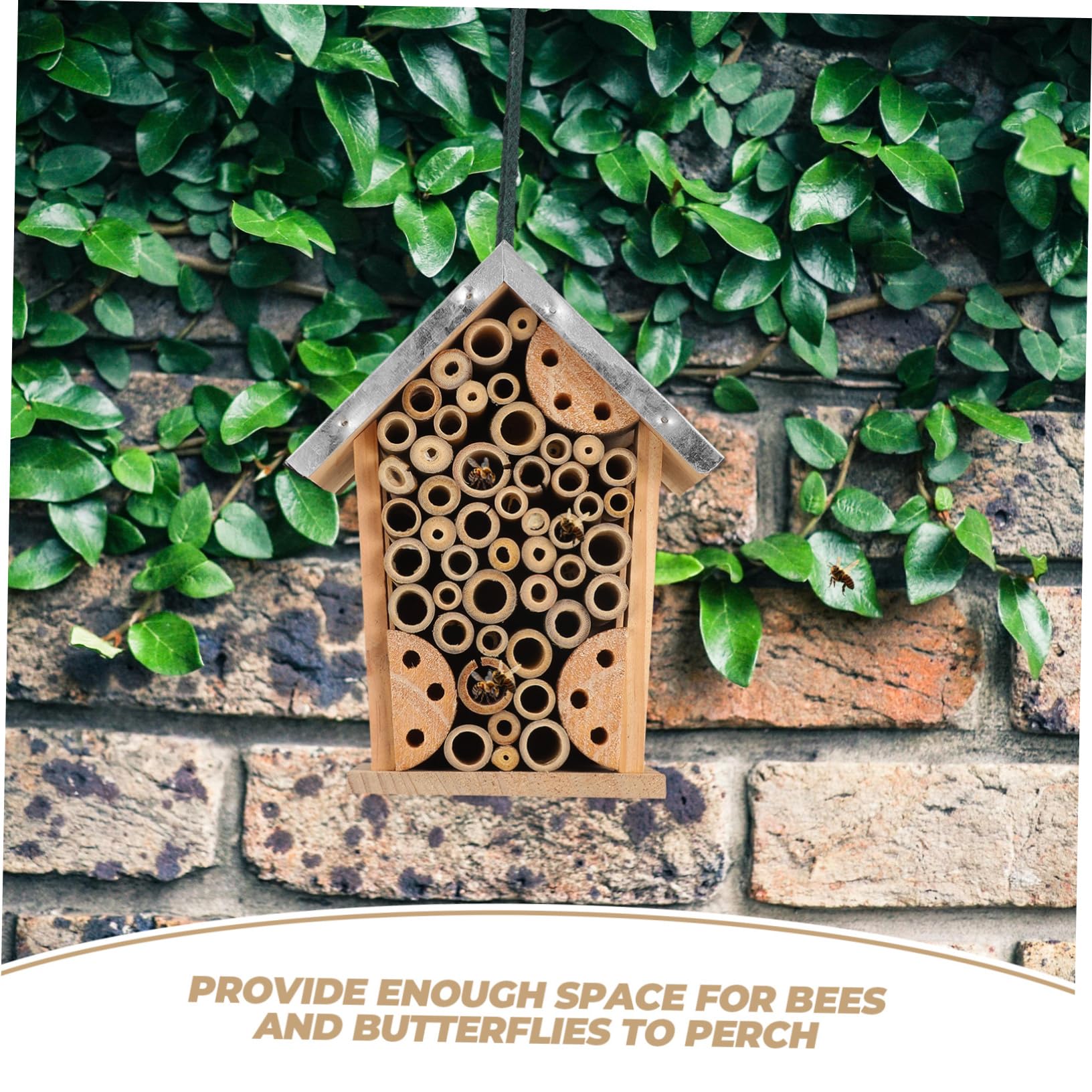 Toddmomy Holz-schmetterlingshaus Bienenstock aus Holz Bienenhaus Insektenhotel zum Aufhängen Bienenunterstand für Garten Marienkäferhaus Schmetterlingshabitat