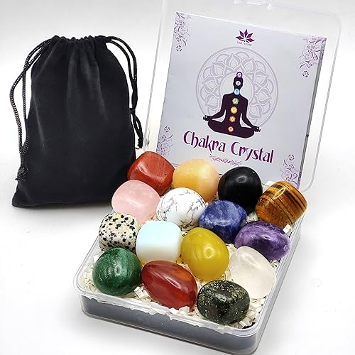 Miniatura 6 de YAFU HOME Juego de cristales curativos de chakras, caja de regalo, 8 piedras crudas, selenita naranja, amatista y cristal de rosa, con bolsa de