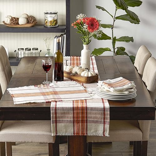 Miniatura 7 de DII Decoración de mesa de Acción de Gracias y otoño, a cuadros, juego de servilletas, 20 x 20, calabaza naranja especia, 6 unidades