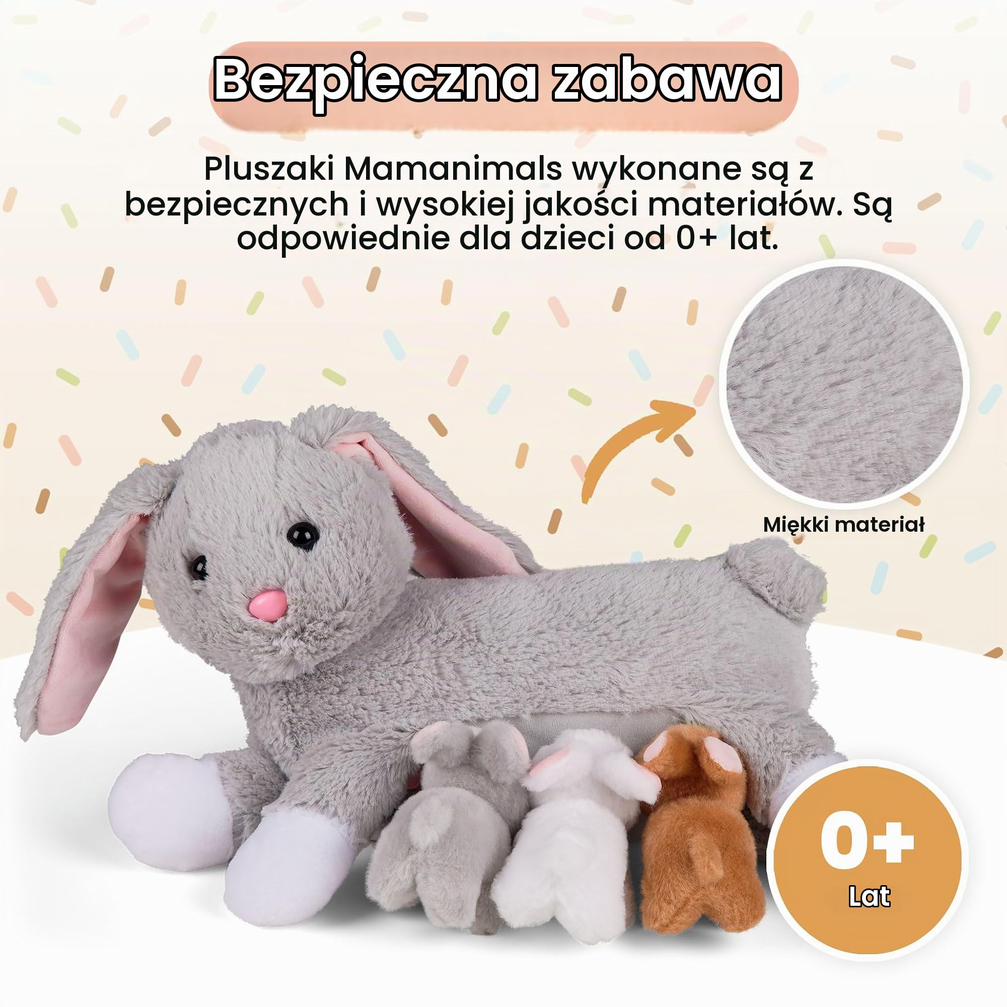 Pluszowe zwierzątko z 3 królikami, magnetyczne smoczki do ssania, wysokiej jakości zestaw zabawek dla dzieci, prezent