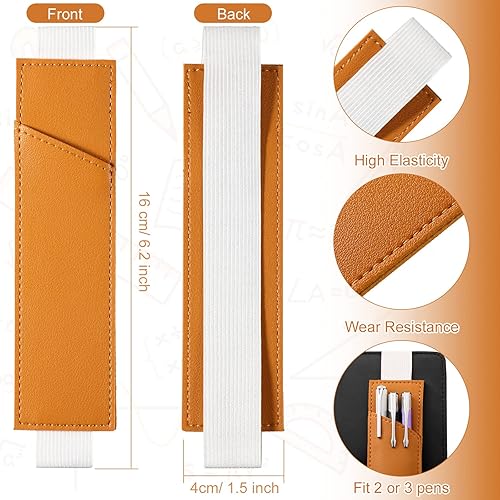 Miniatura 7 de Clabby 4 soportes ajustables para bolígrafos para cuaderno, correa elástica, de piel sintética, para diarios de tapa dura para regalo, 8-1.5