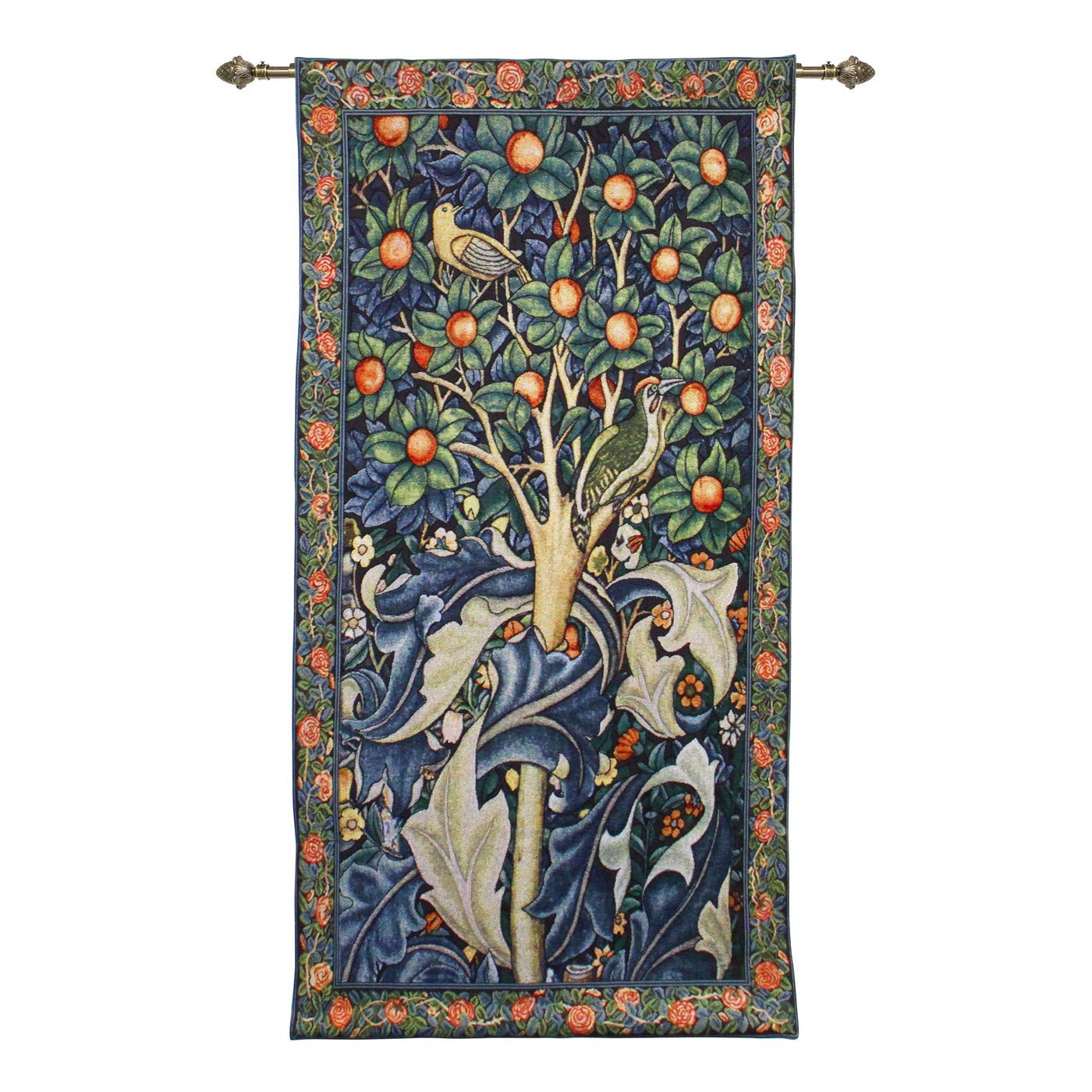 Signare Woodpecker In Fruit Tree Tapestry Wall Hanging William Morris (, Tapestry With Rod)